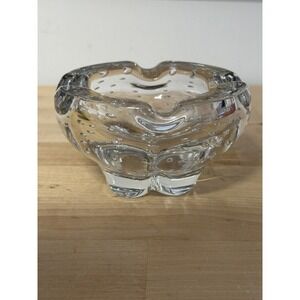 Art Glass Controlled Bubble Ashtray Clear Heavy Whitefriars Vintage Bowl‎